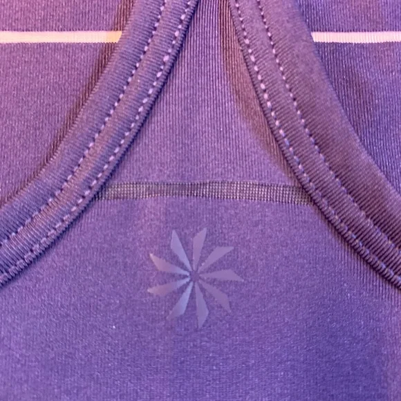 Athleta Chi High Neck Mesh Striped Racerback Tank Top Purple Womens Size XSP - Picture 4 of 7